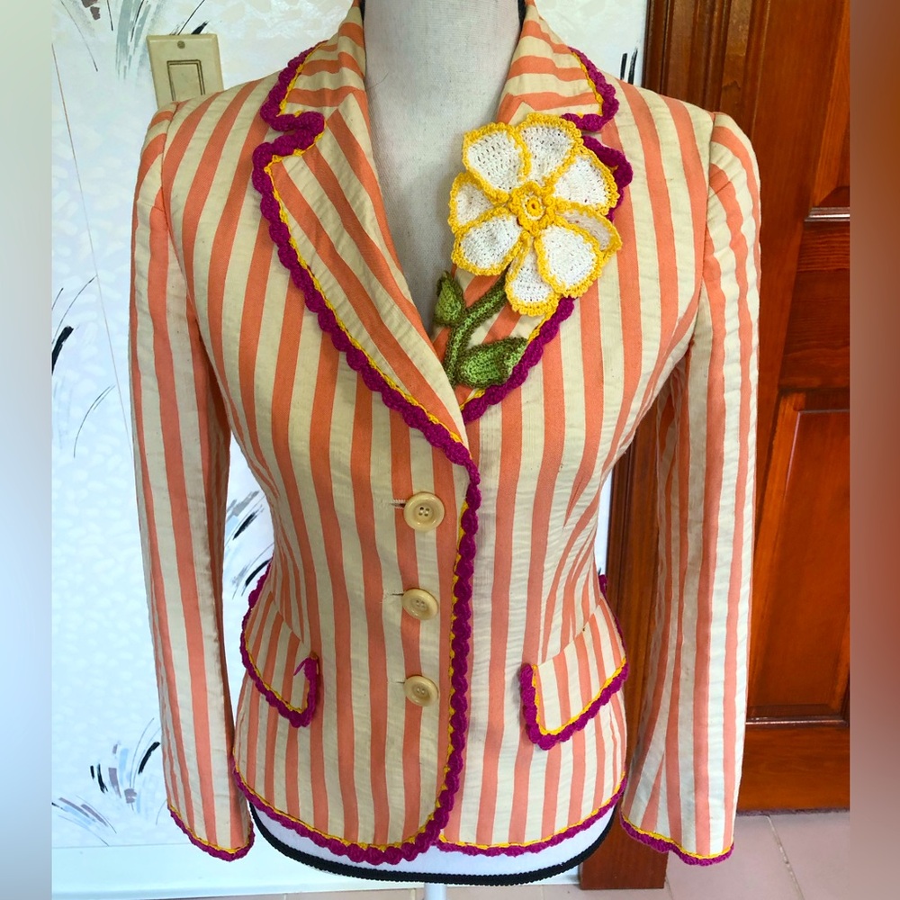Vintage Moschino cheap and chic embroidered striped jacket